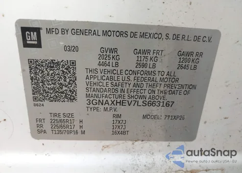 2020 Chevrolet Equinox Fwd Ls from USA, damaged, VIN 3GNAXHEV7LS663167